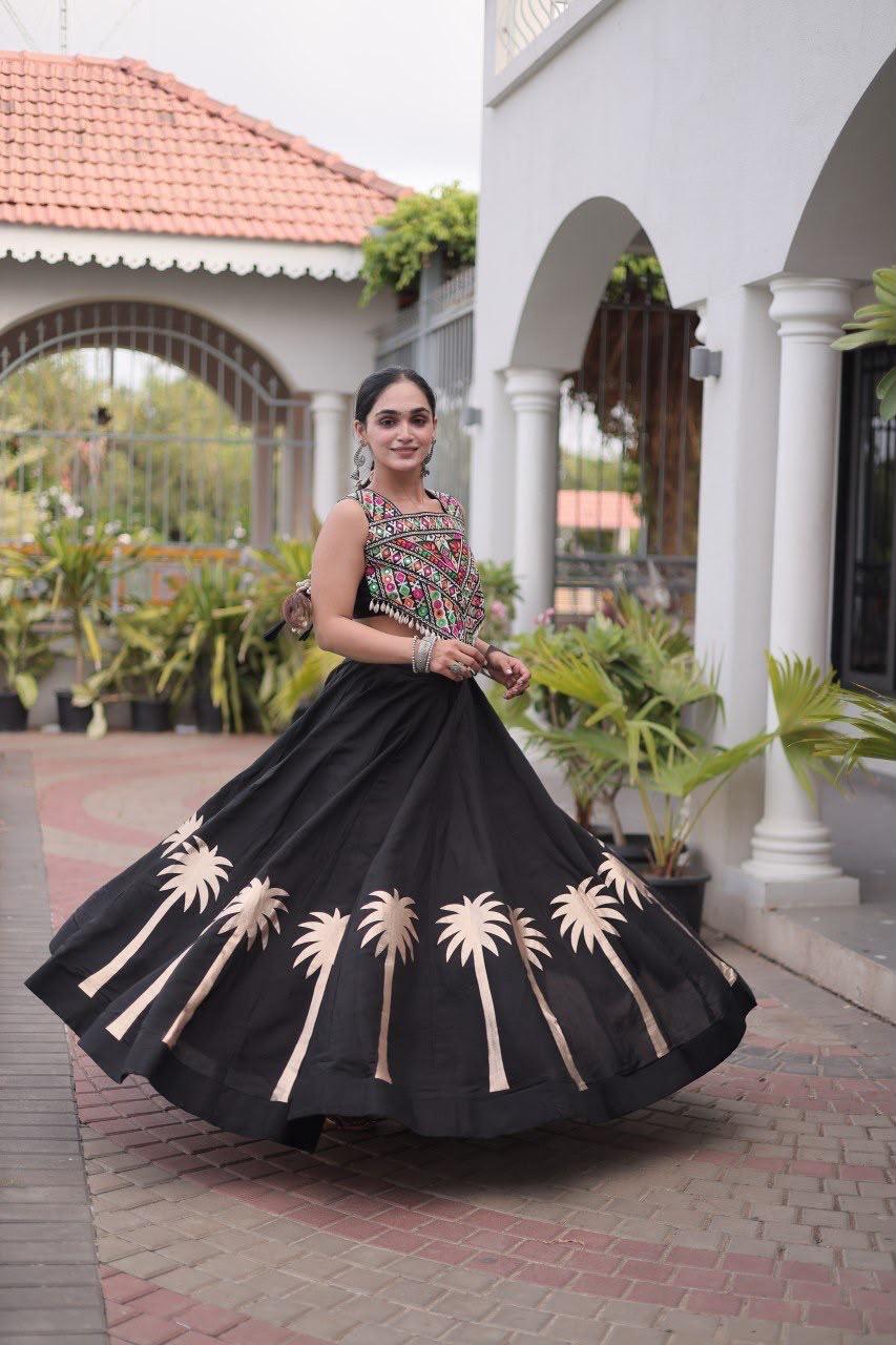 Women's Roman Fabric Kutchi Gamthi Embroidered Lehenga Choli - Image 3