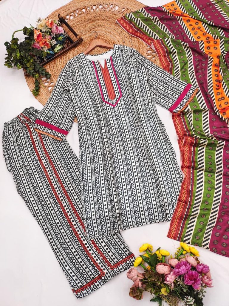 Women's Farsi Salwar Suit Set in Premium Chinnon Silk with Digital Print & Dupatta