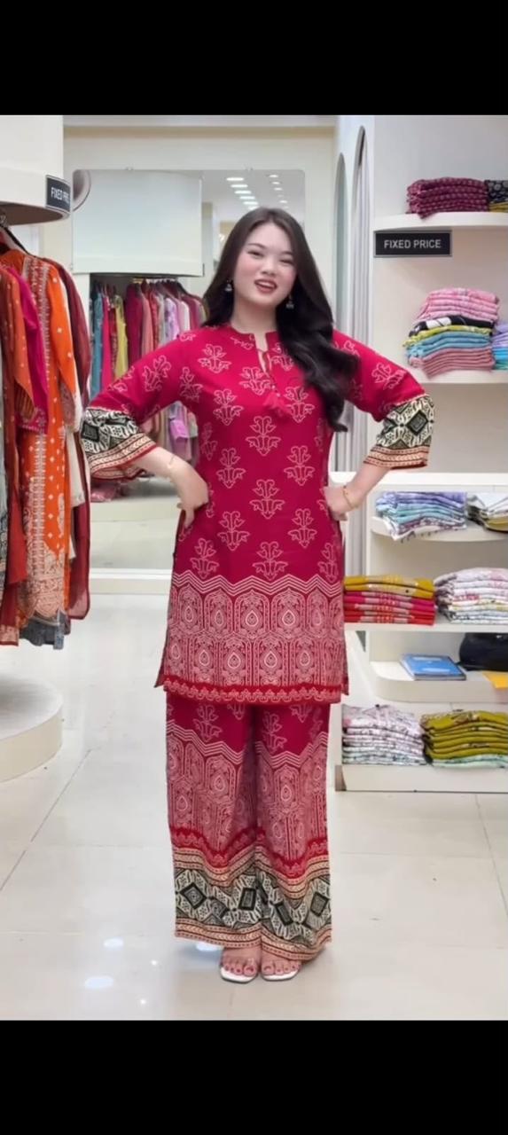 Designer Rayon Cotton Digital Print Co-Ord Set for Women - Image 3