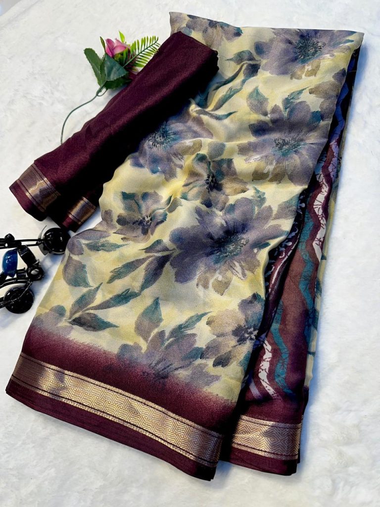 Women's Premium Georgette Designer Saree with Matching Blouse
