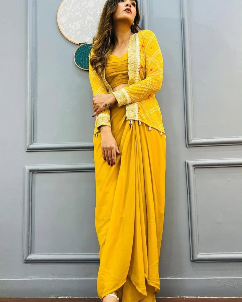 Women's Heavy Georgette Dhoti Style Sharara Set with Digital Print Koti