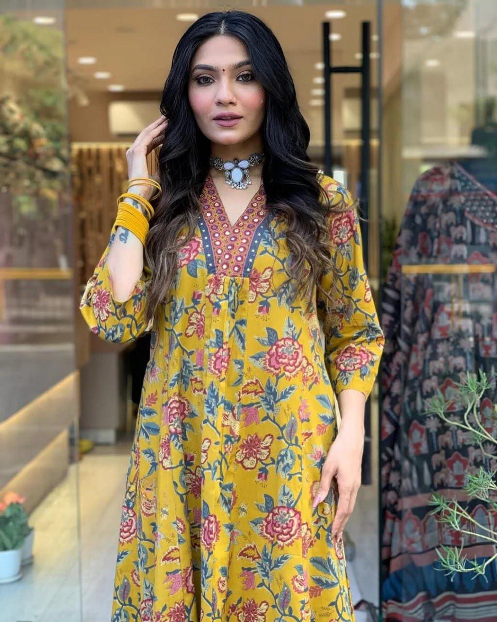 Premium A-Line Cotton Blend Printed Suit Set with Dupatta for Women - Image 3