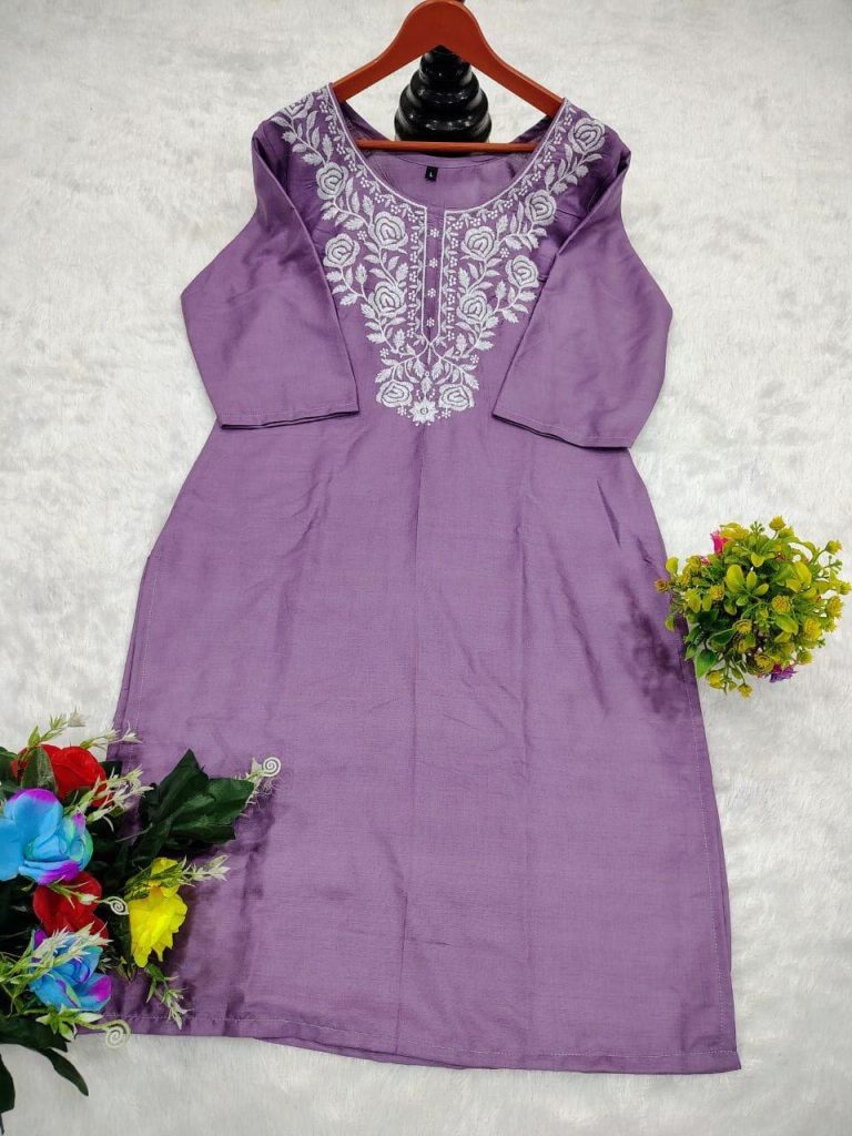 Women's Heavy Rayon Cotton Embroidered Kurti