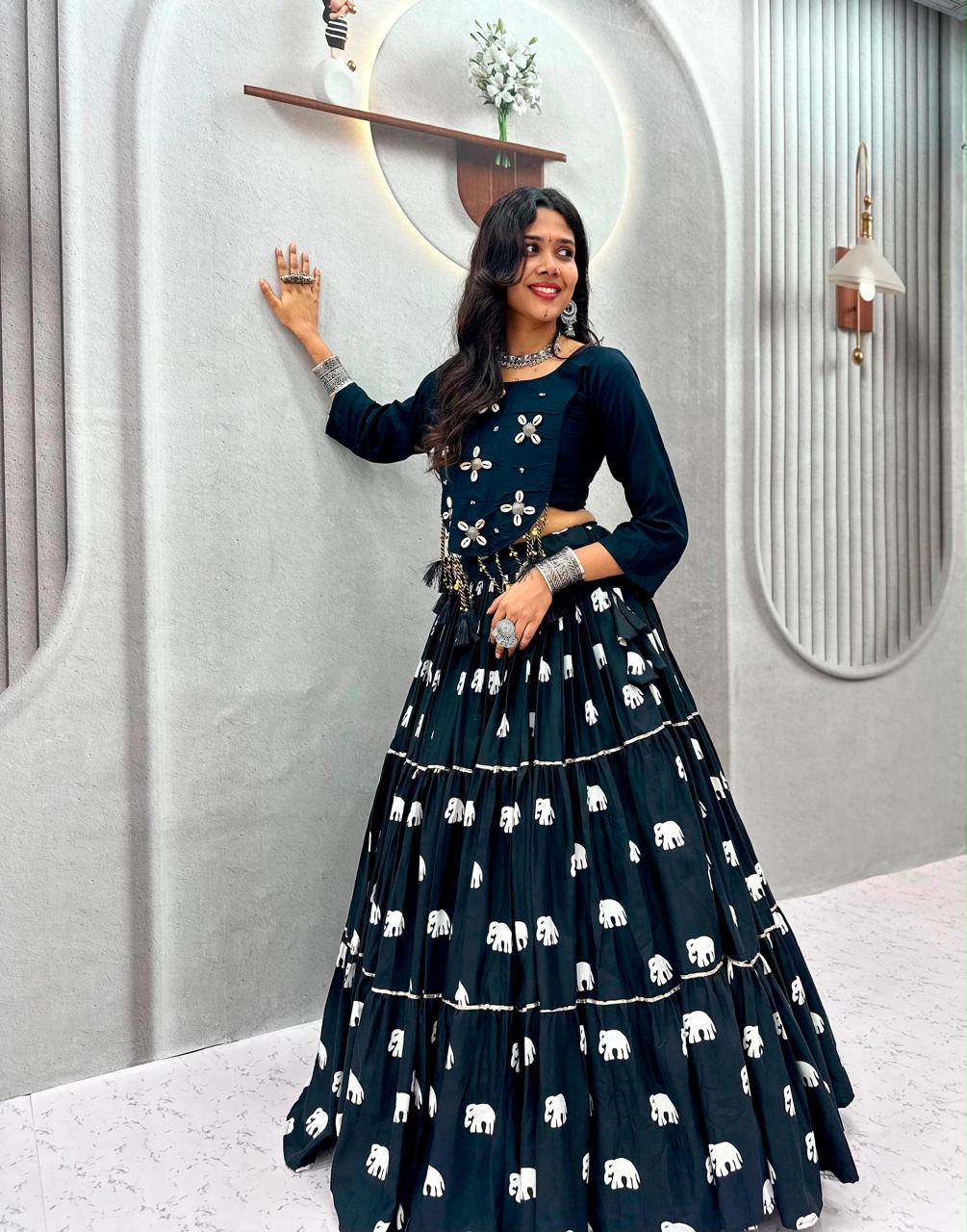 Women's Navratri Special Pure Cotton Lehenga Choli Set with Hand Work - Image 2