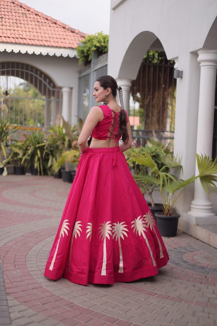 Women's Roman Fabric Kutchi Gamthi Embroidered Lehenga Choli - Image 2