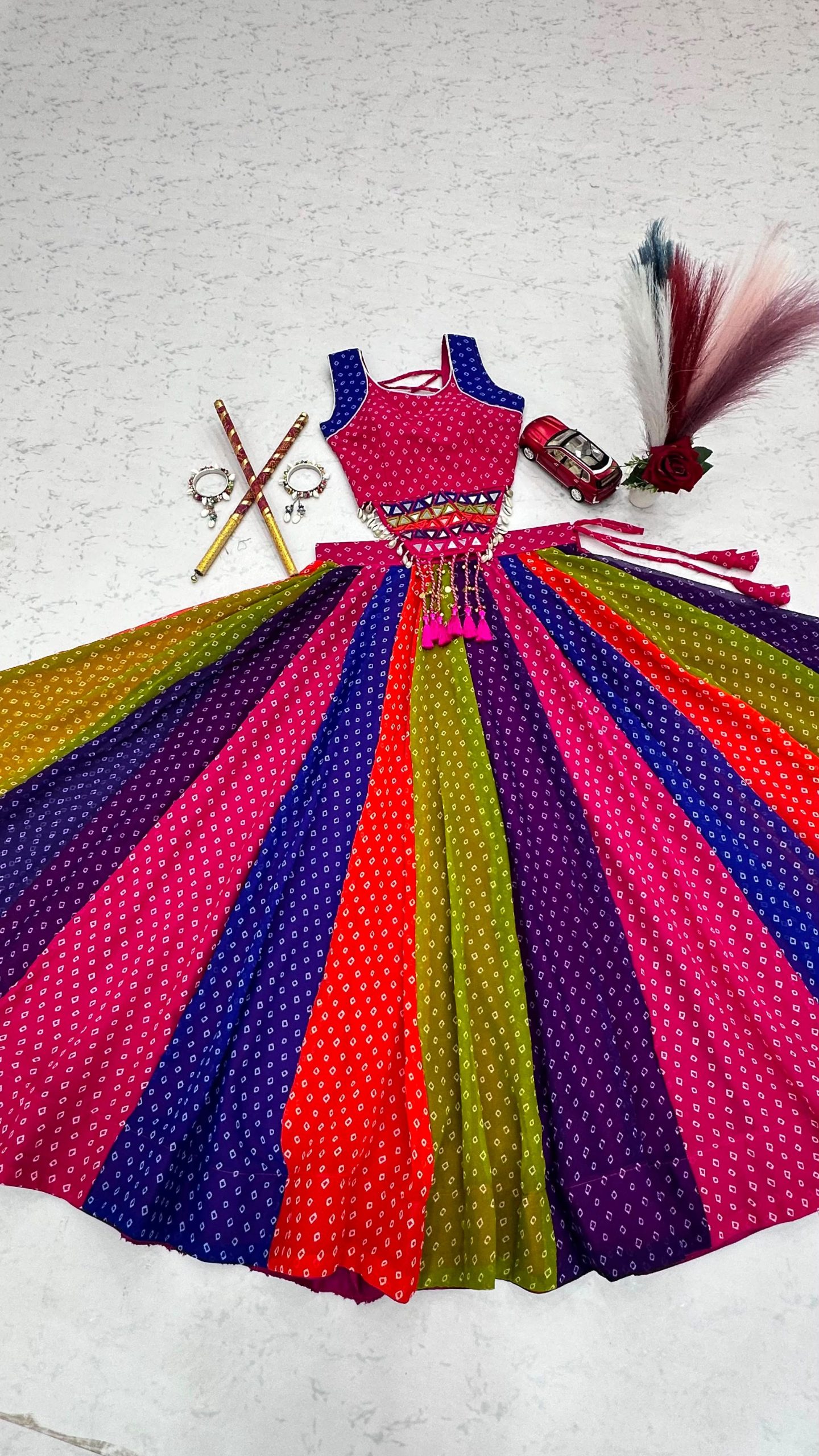 Women's Navratri Special Georgette Lehenga Choli with Hand Mirror Work – 6+ Meter Flair - Image 4