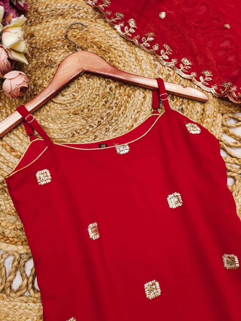 Women's Blooming Georgette Embroidered Garara Set with Dupatta – Designer Party & Festive Wear