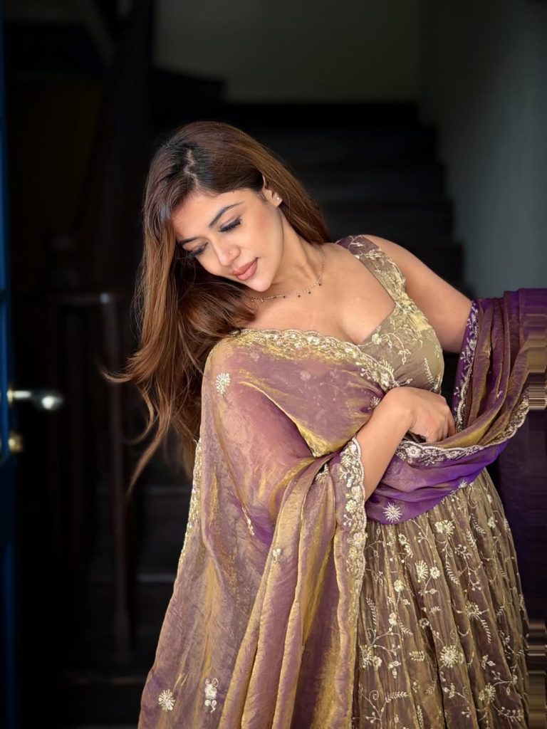 Fendy Silk Embroidered Gown Sharara Set with Dupatta