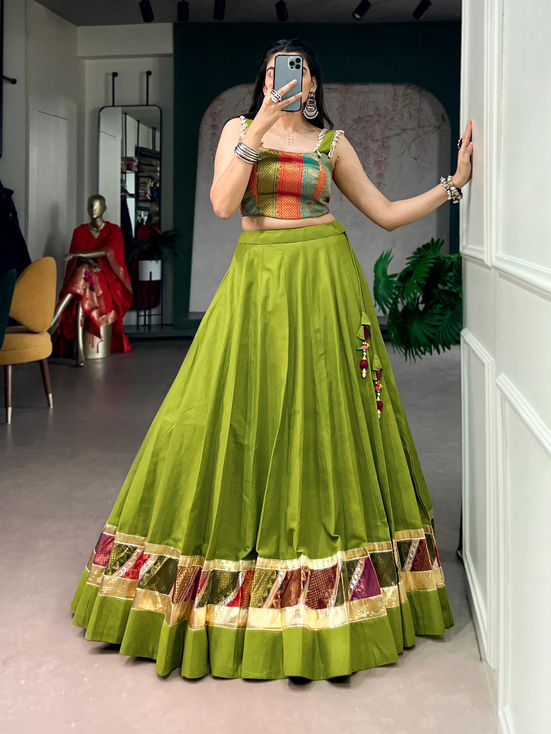 Women's Navratri Raas Zari Cotton Lehenga Choli Set - Image 4