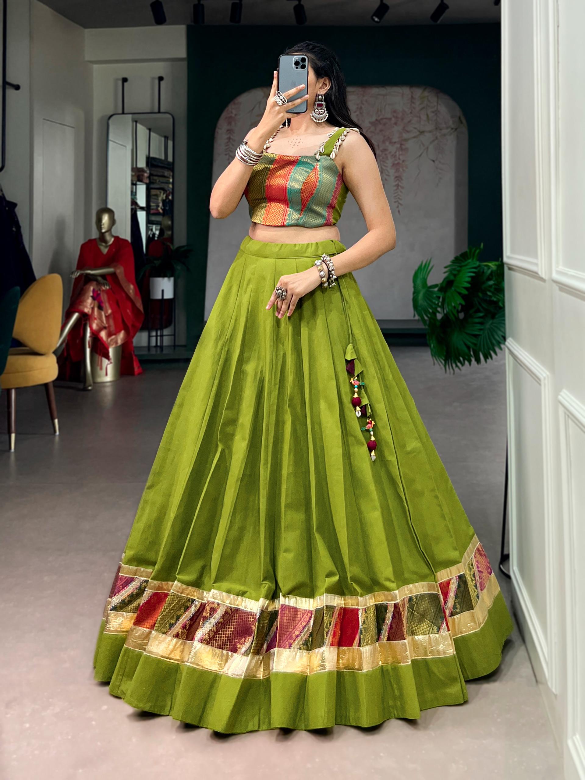 Women's Navratri Raas Zari Cotton Lehenga Choli Set - Image 6
