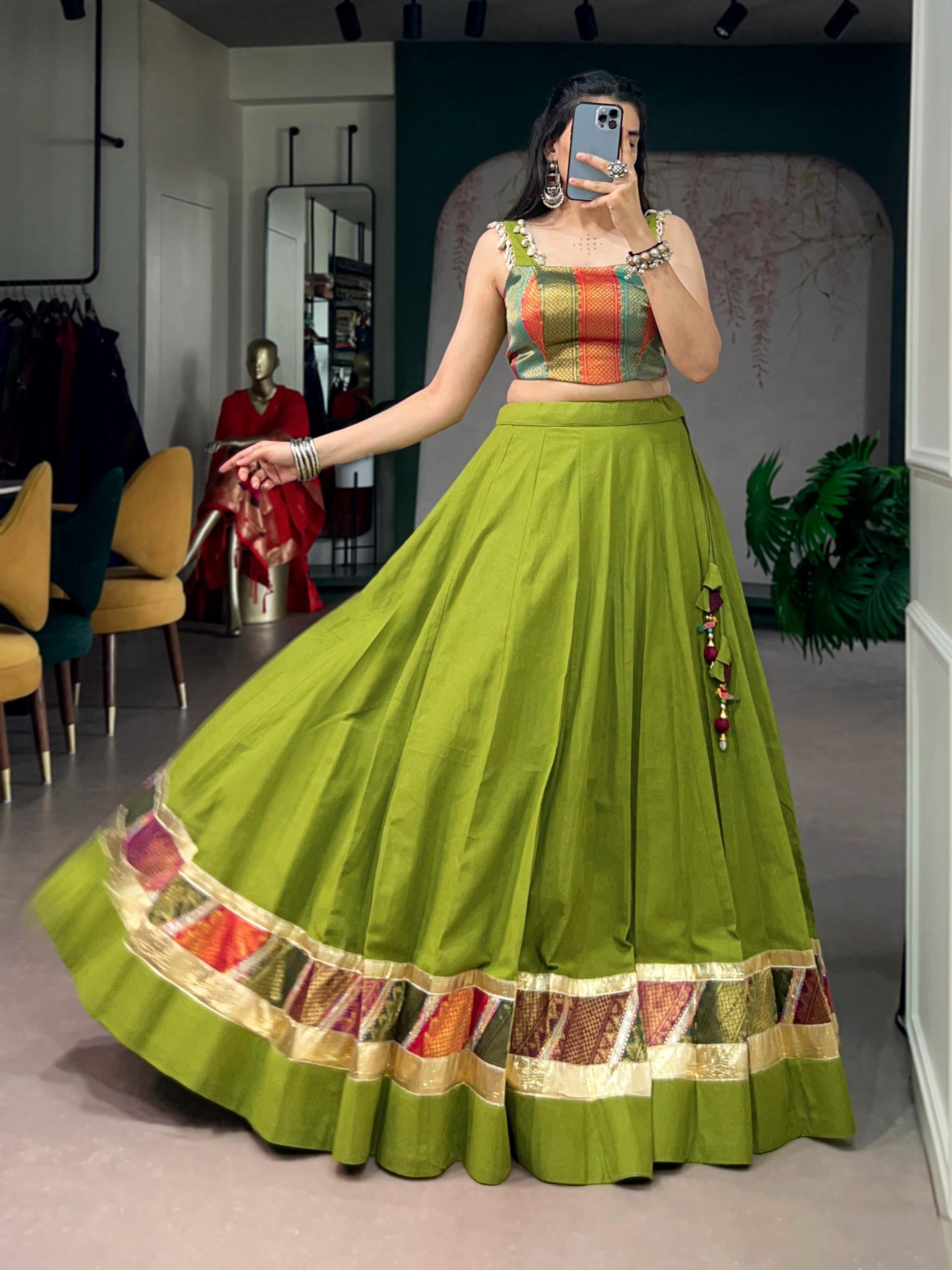 Women's Navratri Raas Zari Cotton Lehenga Choli Set - Image 7