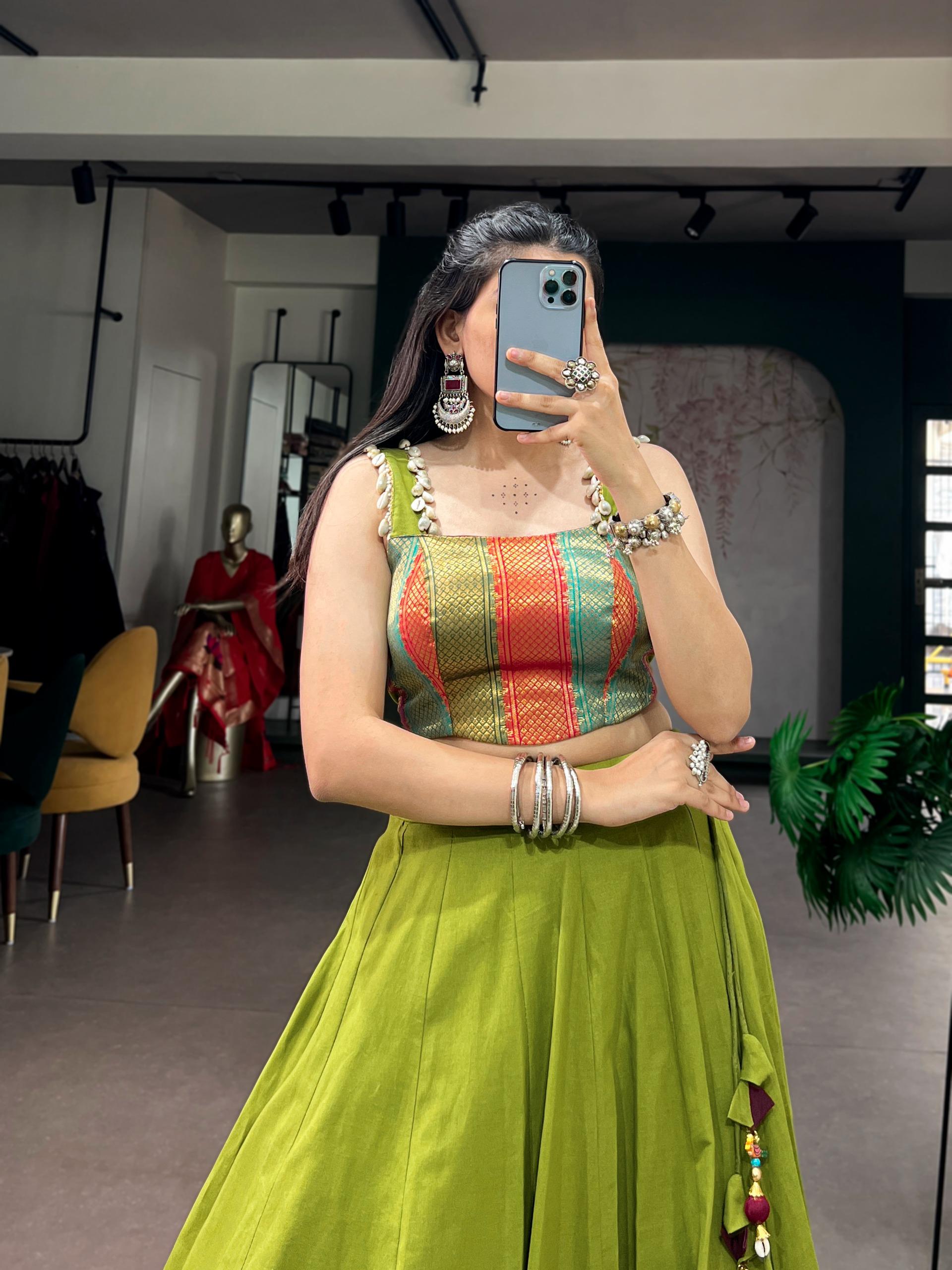 Women's Navratri Raas Zari Cotton Lehenga Choli Set - Image 2