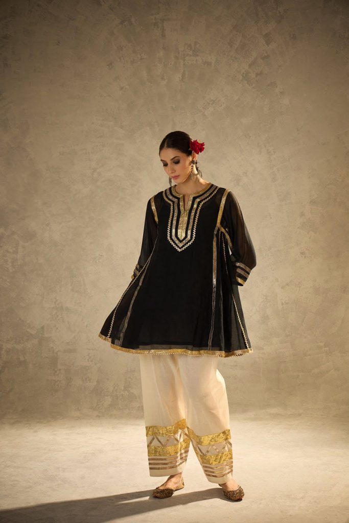 Women's Chinon Celebrity Inspired Co-Ord Set with Gota Patti Work