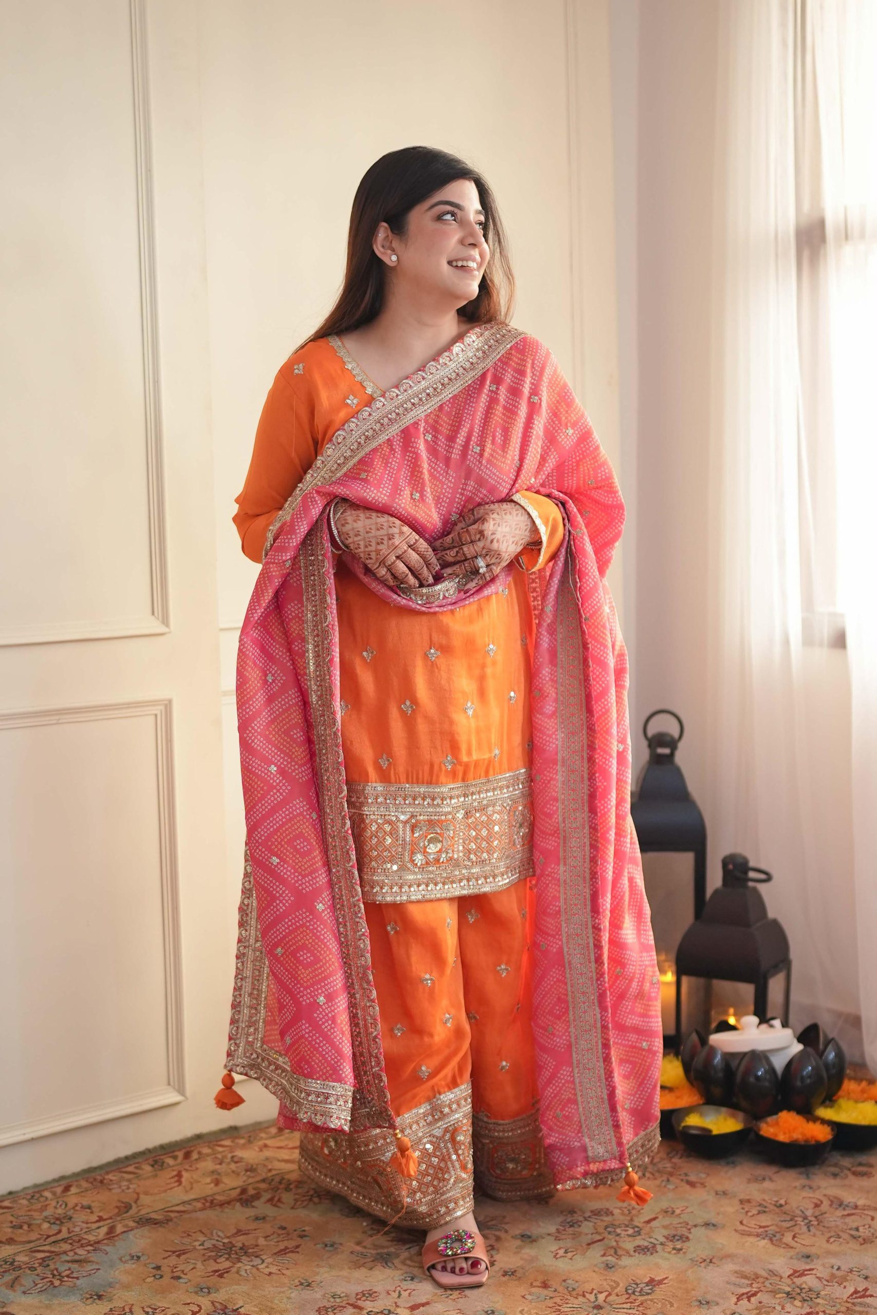 Women's GMY Silk Embroidered Kurti Palazzo Set with Dupatta - Image 3
