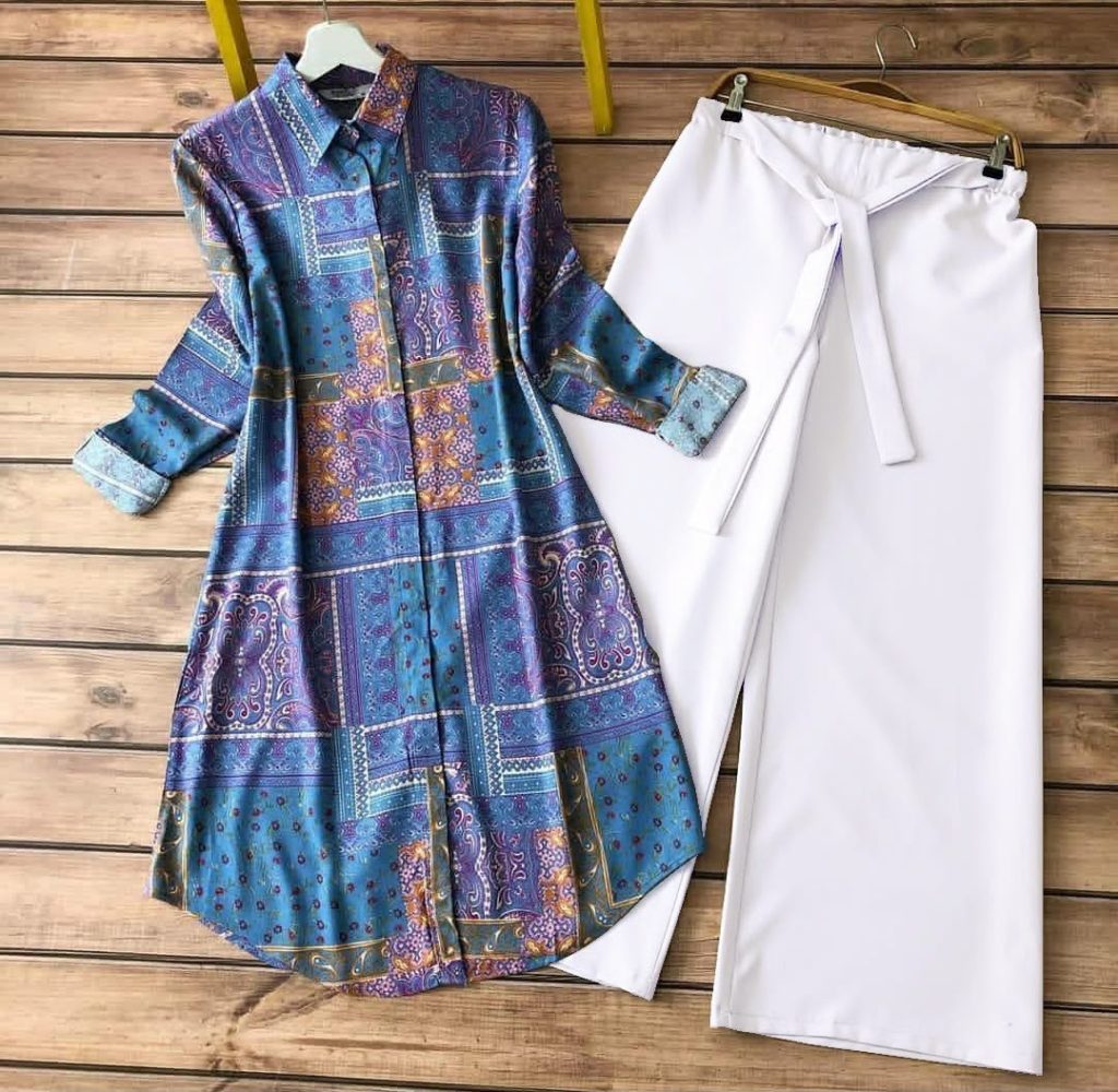 Women's Rayon Digital Print Kurti with Stretchable Lycra Palazzo Set
