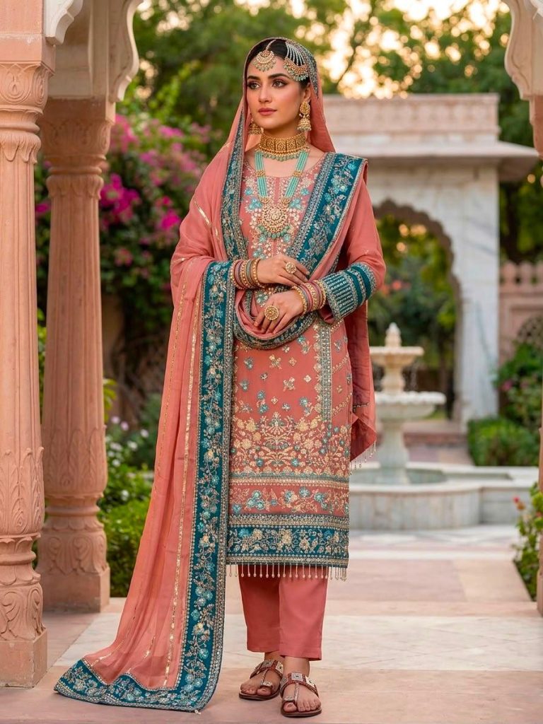 Fox Georgette Heavy Embroidery Sequence Work Top Pant Dupatta Set